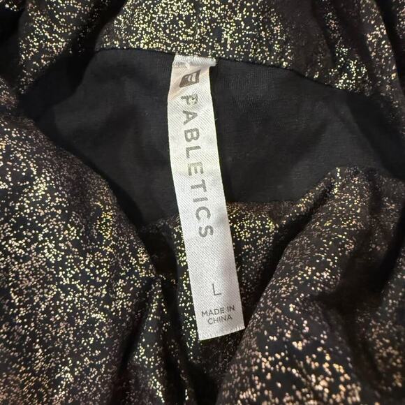 Fabletics Liora Cowl Neck Ripstop Pullover Vest Womens Large Black/Gold Metallic - Picture 4 of 7